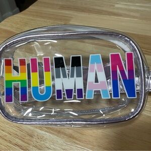 Clear Crossbody with Multicolor HUMAN Print -NWOT